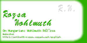 rozsa wohlmuth business card